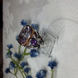 925 Multi Gemstone Ring. Amethyst And Garnet.